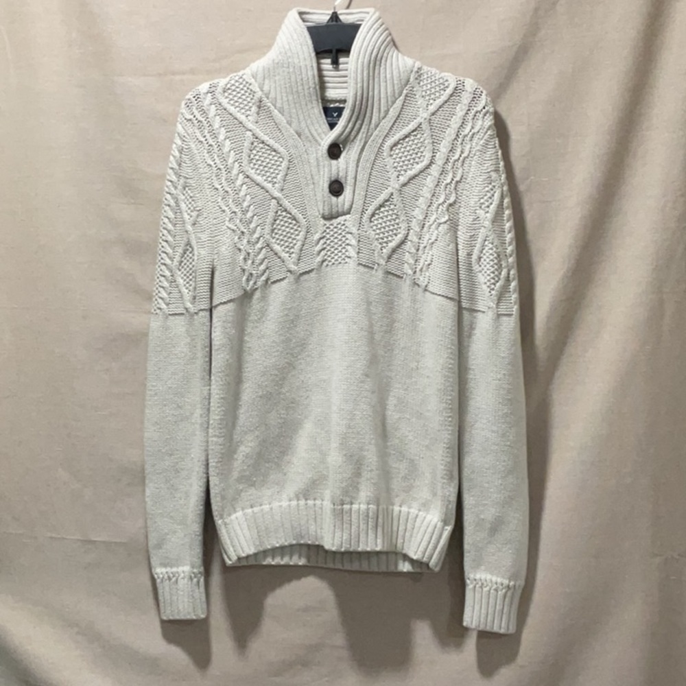 American Eagle Men’s Cable Knit Fisherman, Nordic Sweater Size XS